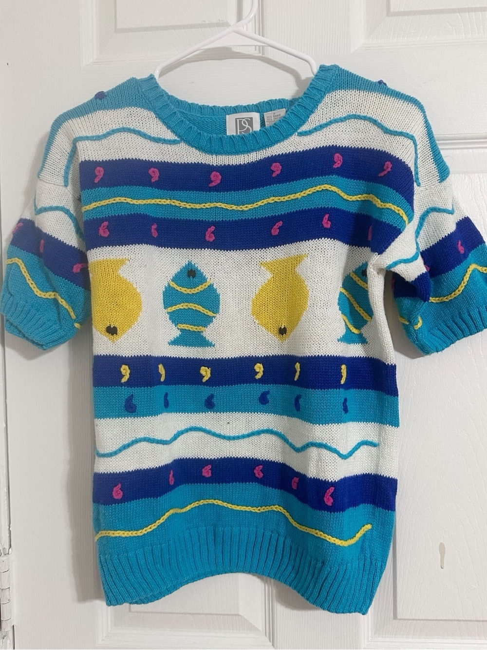VTG PS Sport Fish Knit Sweater Top Women’s P Small Coastal Novelty - Picture 2 of 11